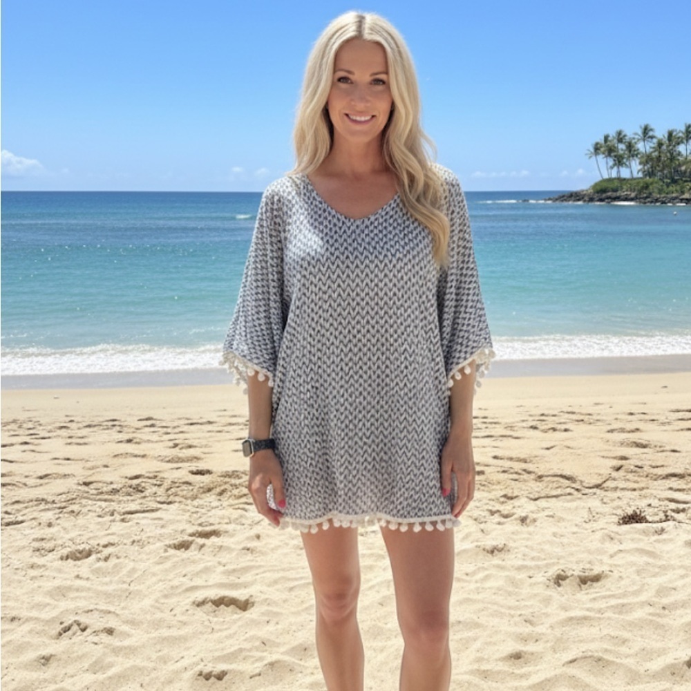 Eberjey Blue and White Cotton tunic m/l